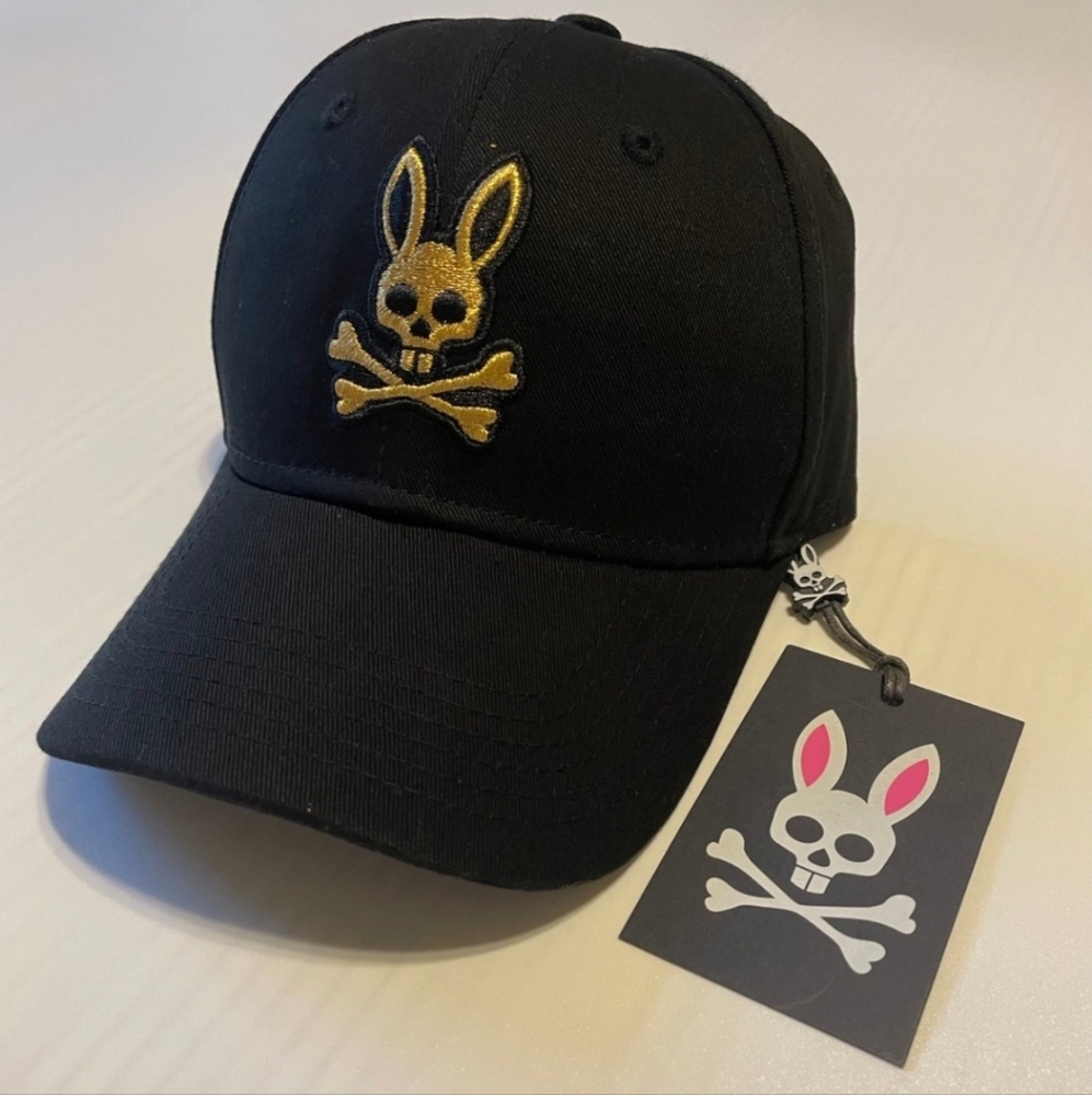 NWT Rare Black/GoldPsycho Bunny Hat Boys
